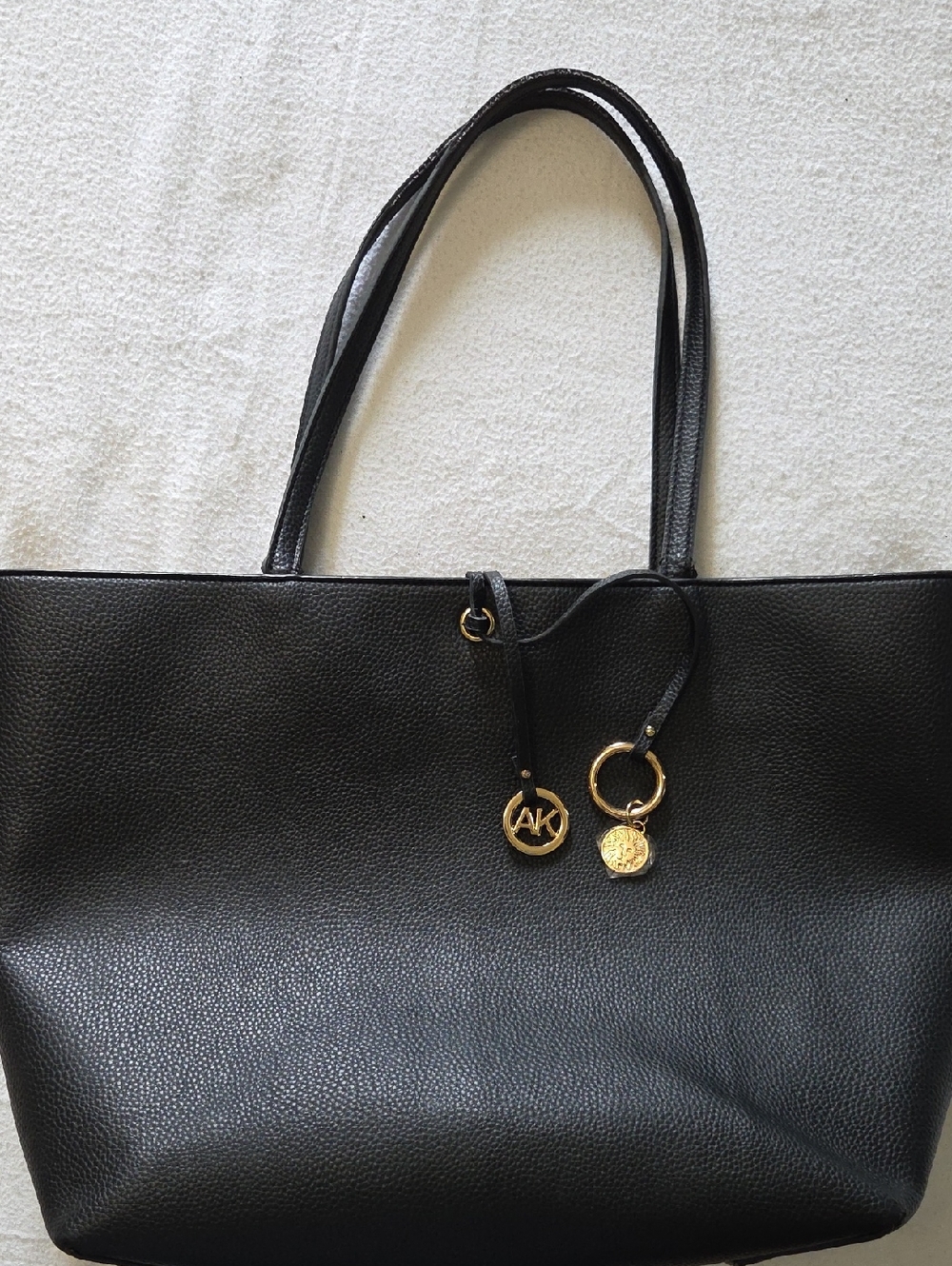 Anne Klein Black Tote Bag with Gold Accents